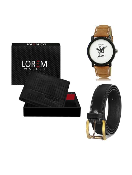 belt, wallet & watch leatherette gift combo - 19234259 - Very Small Image - 1
