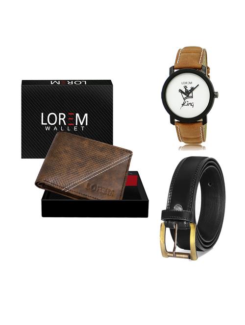 belt, wallet & watch leatherette gift combo - 19234260 - Very Small Image - 1