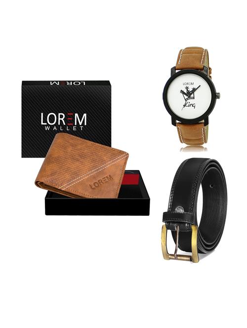 belt, wallet & watch leatherette gift combo - 19234261 - Very Small Image - 1