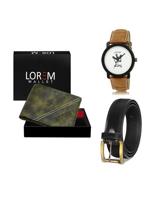 belt, wallet & watch leatherette gift combo - 19234262 - Very Small Image - 1