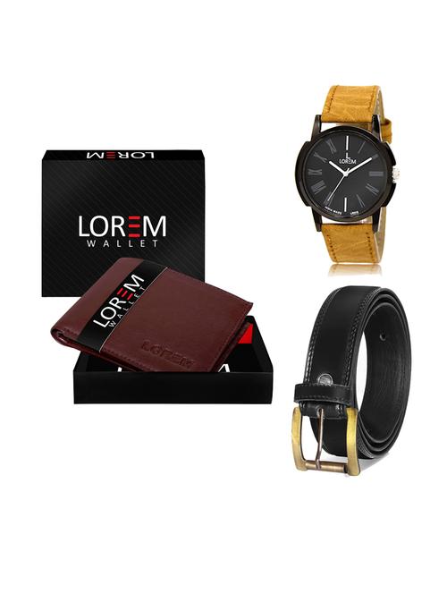 belt, wallet & watch leatherette gift combo - 19234287 - Very Small Image - 1