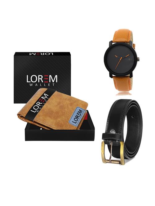 belt, wallet & watch leatherette gift combo - 19234329 - Very Small Image - 1