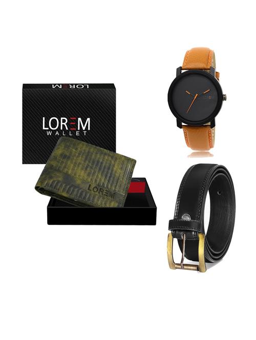 belt, wallet & watch leatherette gift combo - 19234348 - Very Small Image - 1