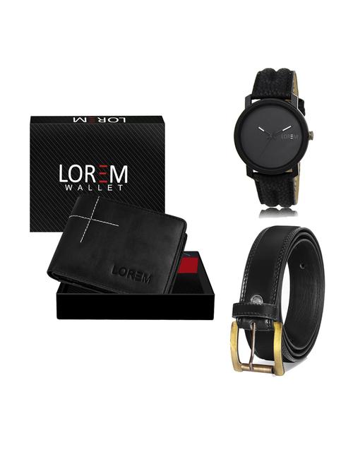 belt, wallet & watch leatherette gift combo - 19234403 - Very Small Image - 1