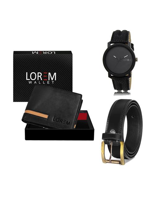 belt, wallet & watch leatherette gift combo - 19234405 - Very Small Image - 1