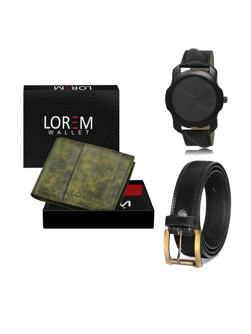 belt, wallet & watch leatherette gift combo - 19234426 - Very Small Image - 1