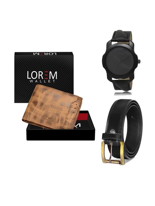 belt, wallet & watch leatherette gift combo - 19234429 - Very Small Image - 1