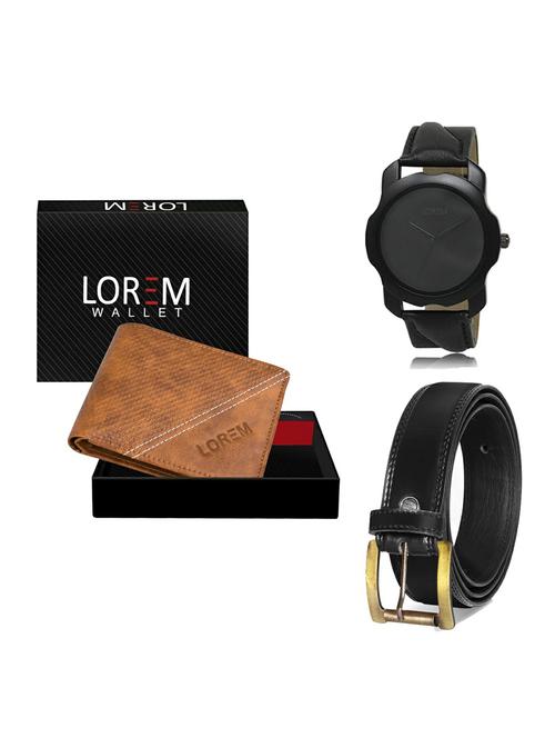 belt, wallet & watch leatherette gift combo - 19234441 - Very Small Image - 1