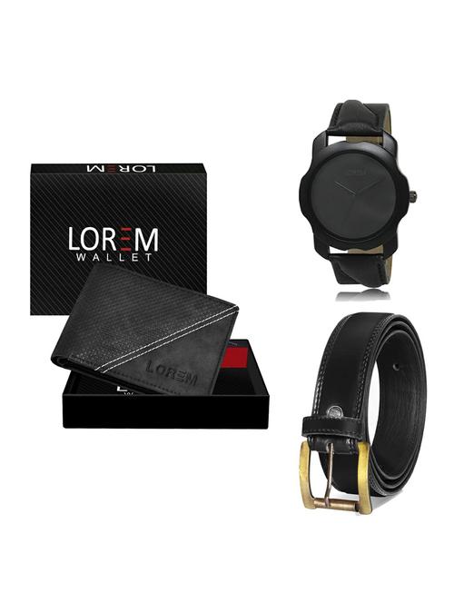 belt, wallet & watch leatherette gift combo - 19234443 - Very Small Image - 1