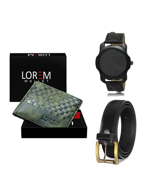 belt, wallet & watch leatherette gift combo - 19234446 - Very Small Image - 1
