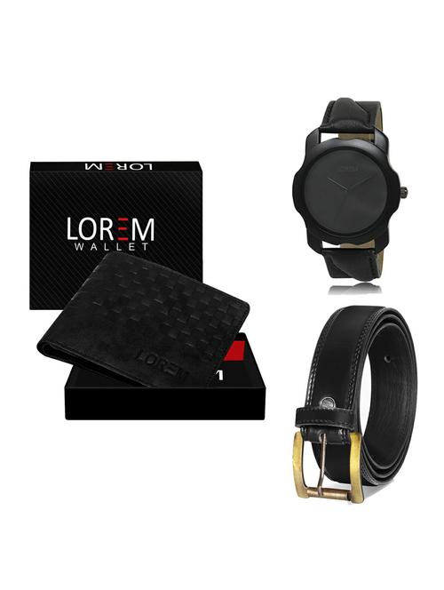 belt, wallet & watch leatherette gift combo - 19234447 - Very Small Image - 1