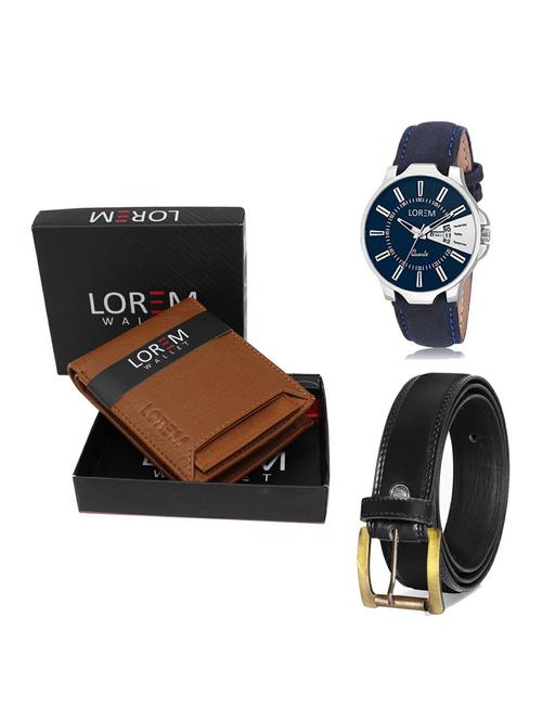belt, wallet & watch leatherette gift combo - 19234457 - Very Small Image - 1