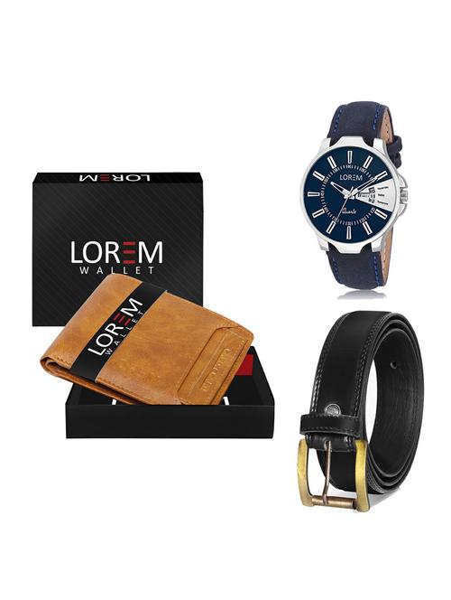 belt, wallet & watch leatherette gift combo - 19234459 - Very Small Image - 1