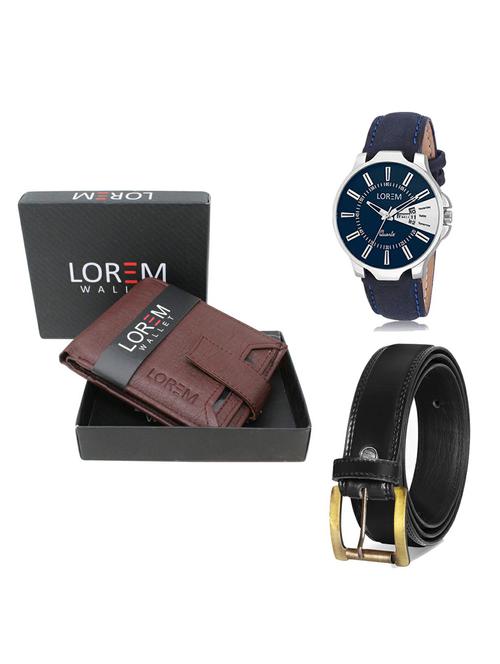 belt, wallet & watch leatherette gift combo - 19234462 - Very Small Image - 1