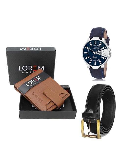 belt, wallet & watch leatherette gift combo - 19234463 - Very Small Image - 1