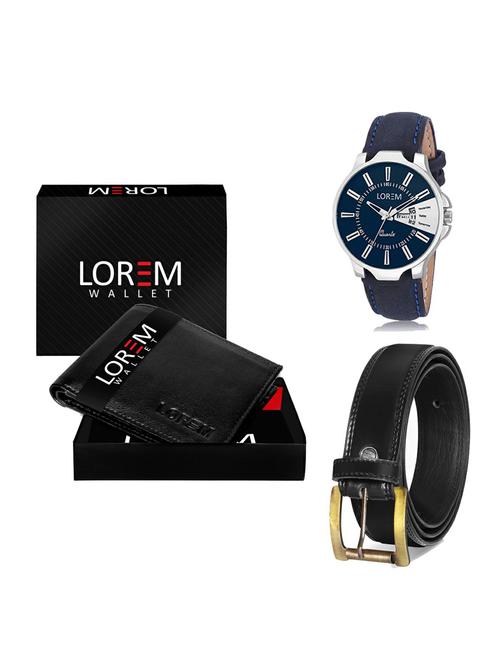 belt, wallet & watch leatherette gift combo - 19234468 - Very Small Image - 1