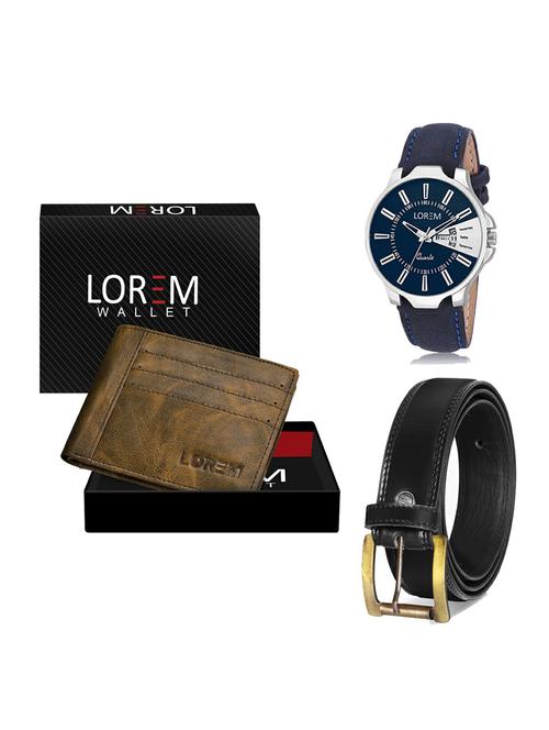belt, wallet & watch leatherette gift combo - 19234472 - Very Small Image - 1