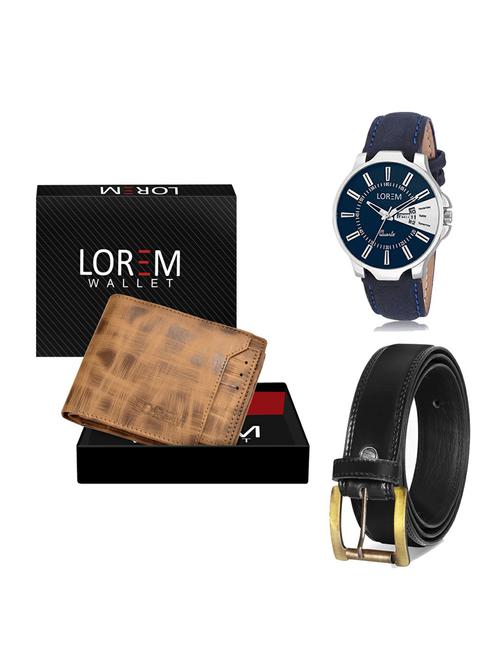 belt, wallet & watch leatherette gift combo - 19234474 - Very Small Image - 1