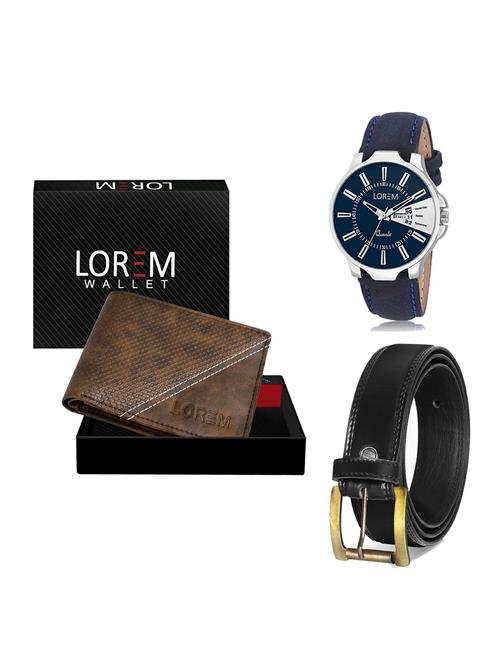 belt, wallet & watch leatherette gift combo - 19234485 - Very Small Image - 1