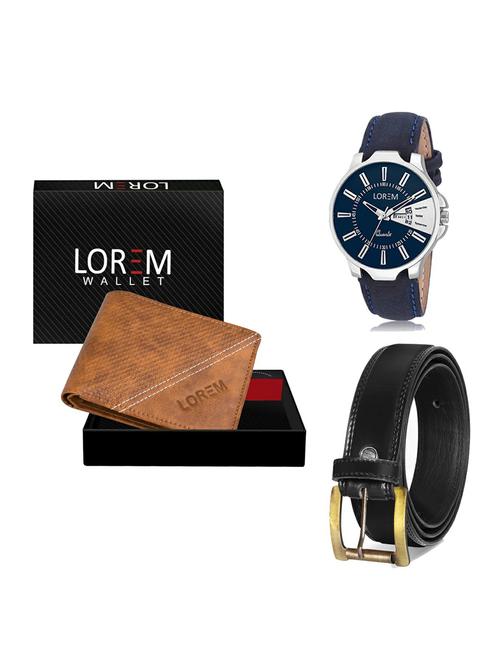 belt, wallet & watch leatherette gift combo - 19234486 - Very Small Image - 1