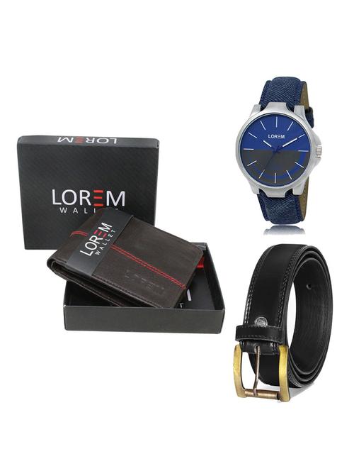 belt, wallet & watch leatherette gift combo - 19234505 - Very Small Image - 1