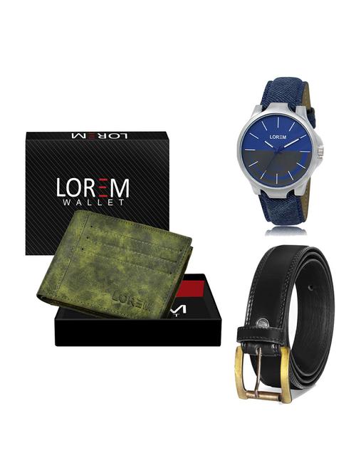 belt, wallet & watch leatherette gift combo - 19234515 - Very Small Image - 1