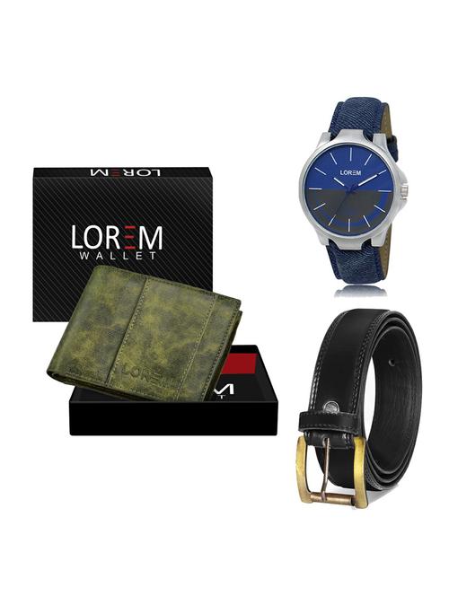 belt, wallet & watch leatherette gift combo - 19234516 - Very Small Image - 1