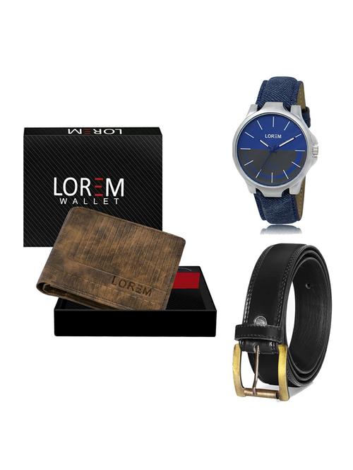 belt, wallet & watch leatherette gift combo - 19234526 - Very Small Image - 1