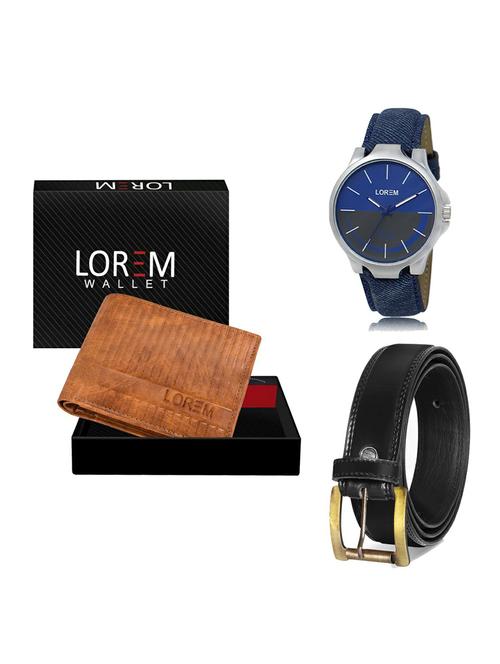 belt, wallet & watch leatherette gift combo - 19234527 - Very Small Image - 1