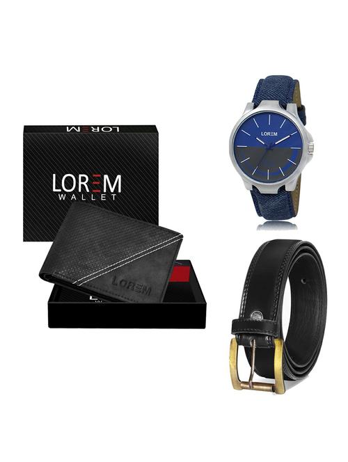 belt, wallet & watch leatherette gift combo - 19234533 - Very Small Image - 1