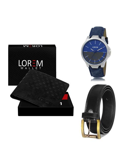 belt, wallet & watch leatherette gift combo - 19234537 - Very Small Image - 1