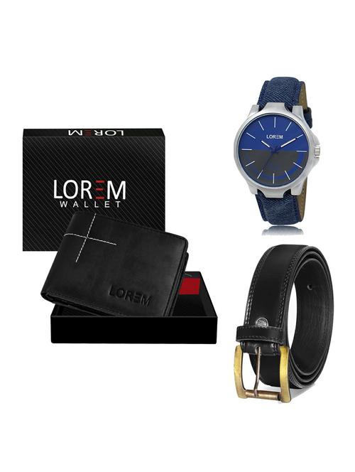 belt, wallet & watch leatherette gift combo - 19234538 - Very Small Image - 1