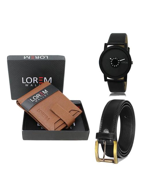belt, wallet & watch leatherette gift combo - 19234553 - Very Small Image - 1