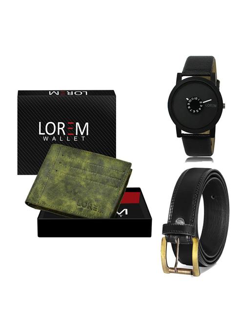 belt, wallet & watch leatherette gift combo - 19234560 - Very Small Image - 1
