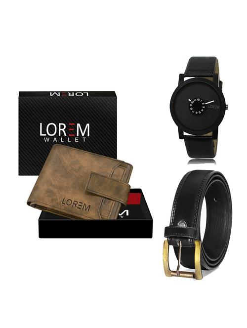 belt, wallet & watch leatherette gift combo - 19234566 - Very Small Image - 1