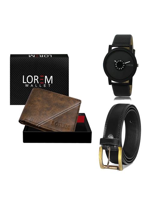 belt, wallet & watch leatherette gift combo - 19234575 - Very Small Image - 1