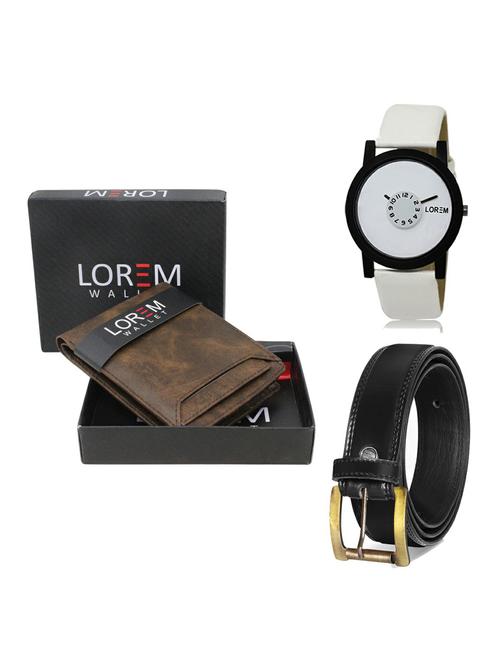 belt, wallet & watch leatherette gift combo - 19234593 - Very Small Image - 1