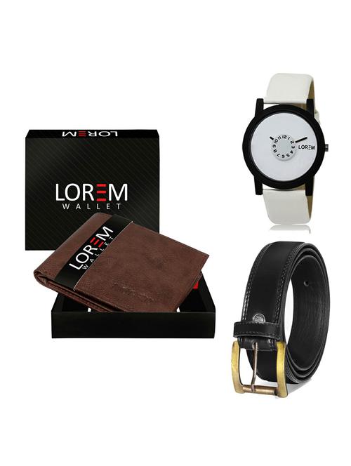 belt, wallet & watch leatherette gift combo - 19234600 - Very Small Image - 1