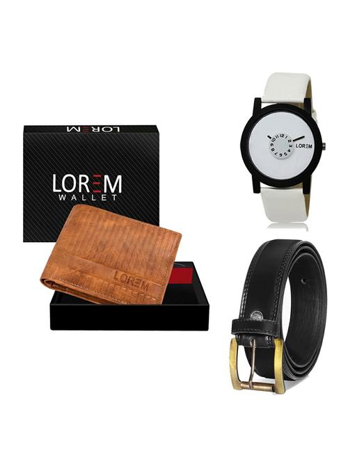 belt, wallet & watch leatherette gift combo - 19234617 - Very Small Image - 1