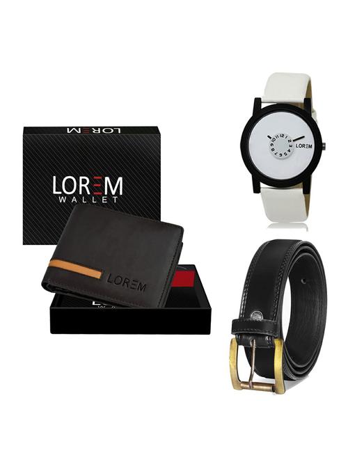 belt, wallet & watch leatherette gift combo - 19234631 - Very Small Image - 1