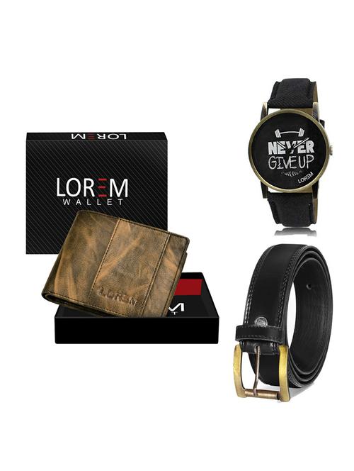belt, wallet & watch leatherette gift combo - 19234653 - Very Small Image - 1
