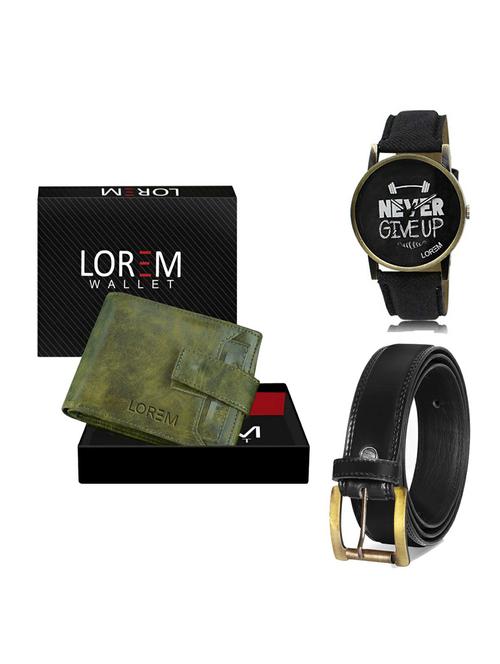 belt, wallet & watch leatherette gift combo - 19234655 - Very Small Image - 1