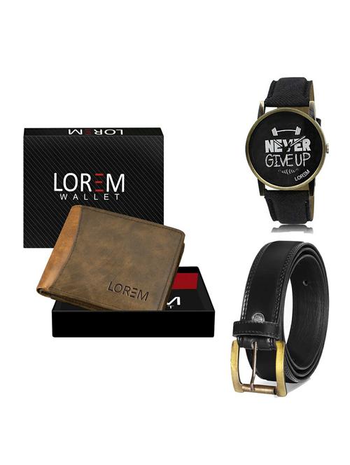belt, wallet & watch leatherette gift combo - 19234659 - Very Small Image - 1