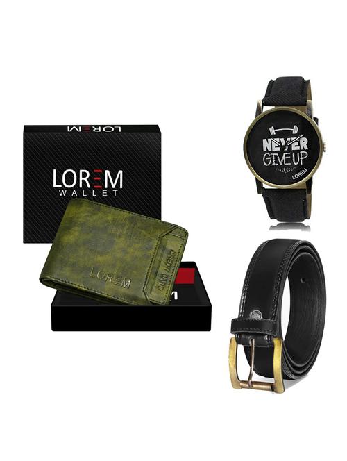 belt, wallet & watch leatherette gift combo - 19234660 - Very Small Image - 1