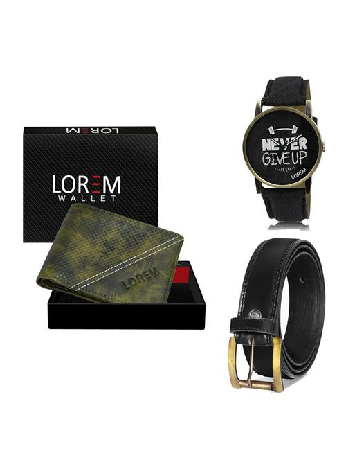 belt, wallet & watch leatherette gift combo - 19234667 - Very Small Image - 1
