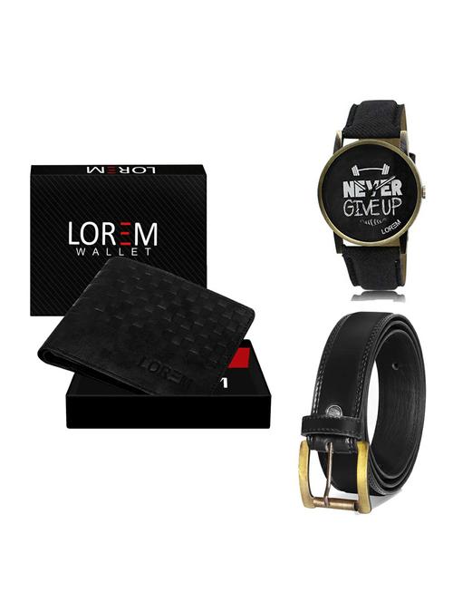 belt, wallet & watch leatherette gift combo - 19234672 - Very Small Image - 1