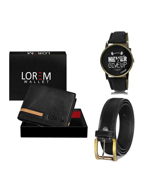 belt, wallet & watch leatherette gift combo - 19234675 - Very Small Image - 1
