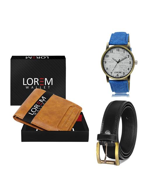 belt, wallet & watch leatherette gift combo - 19234684 - Very Small Image - 1