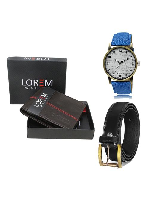 belt, wallet & watch leatherette gift combo - 19234685 - Very Small Image - 1