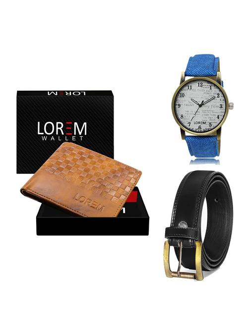 belt, wallet & watch leatherette gift combo - 19234715 - Very Small Image - 1
